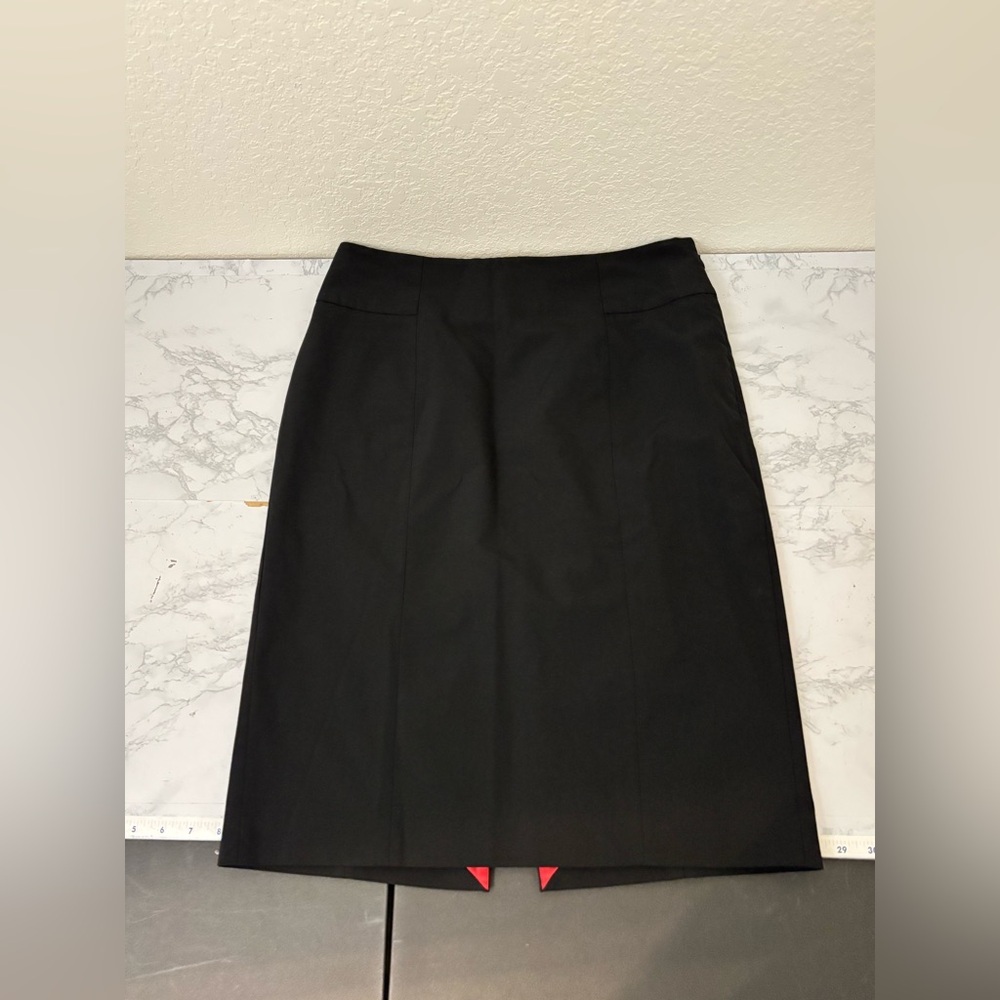 White House Black Market Women’s Sz 10 Black Skirt Slit Zipper Lined Button - Picture 1 of 7